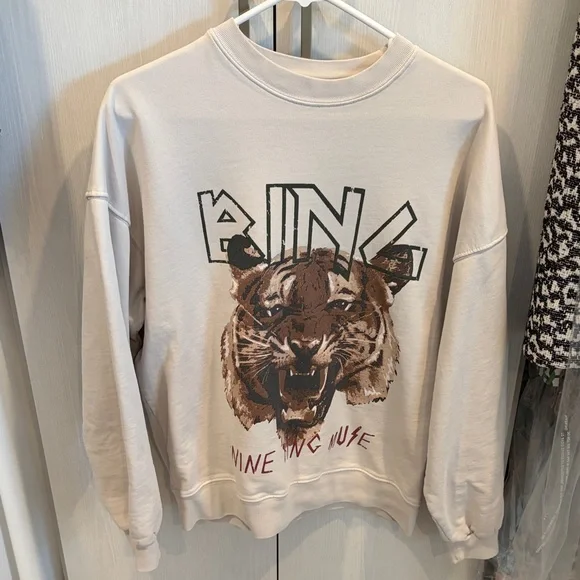 Anine Bing Cream Sweatshirt with Tiger Graphic - Picture 2 of 6